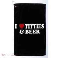 Funny I Love Tittes And Beer Golf Towel thumb 0