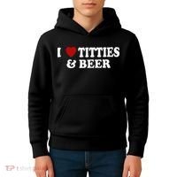 Funny I Love Tittes And Beer Kids Hoodie thumb 4