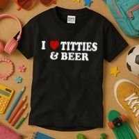 Funny I Love Tittes And Beer Kids T-Shirt thumb 3