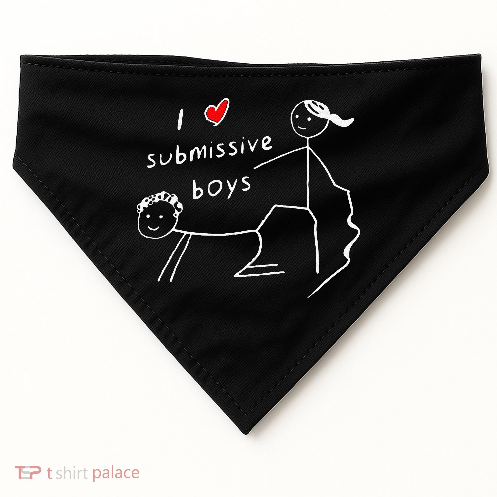 Funny I Love Submissive Boy I Heart Submissive Gift USA-Made Doggie Bandana