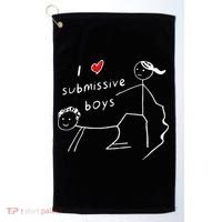 Funny I Love Submissive Boy I Heart Submissive Gift Golf Towel thumb 0