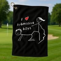Funny I Love Submissive Boy I Heart Submissive Gift Golf Towel thumb 1