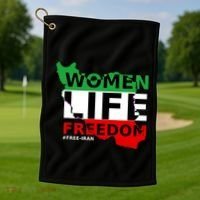 Free Iran Life Freedom Stand With Persian Cute Gift Golf Towel thumb 1