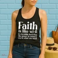 Faith Is Like Wifi God Jesus Religious Funny Christian Women's Tank Top thumb 2