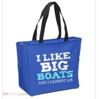 Funny I Like Big Boats And I Cannot Lie Cruise Boating Gift Tote Bag thumb 2