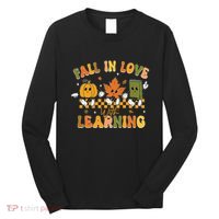 Fall In Love With Learning Retro Pumpkin Thanksgiving Long Sleeve Shirt thumb 0