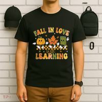 Fall In Love With Learning Retro Pumpkin Thanksgiving T-Shirt thumb 6