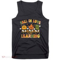Fall In Love With Learning Retro Pumpkin Thanksgiving Tank Top thumb 0