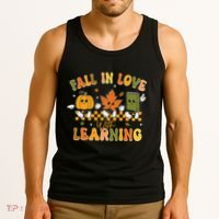 Fall In Love With Learning Retro Pumpkin Thanksgiving Tank Top thumb 3
