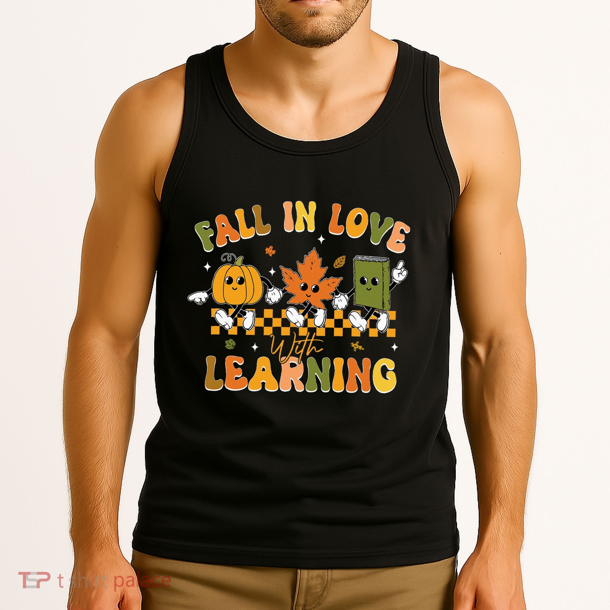 Fall In Love With Learning Retro Pumpkin Thanksgiving Tank Top