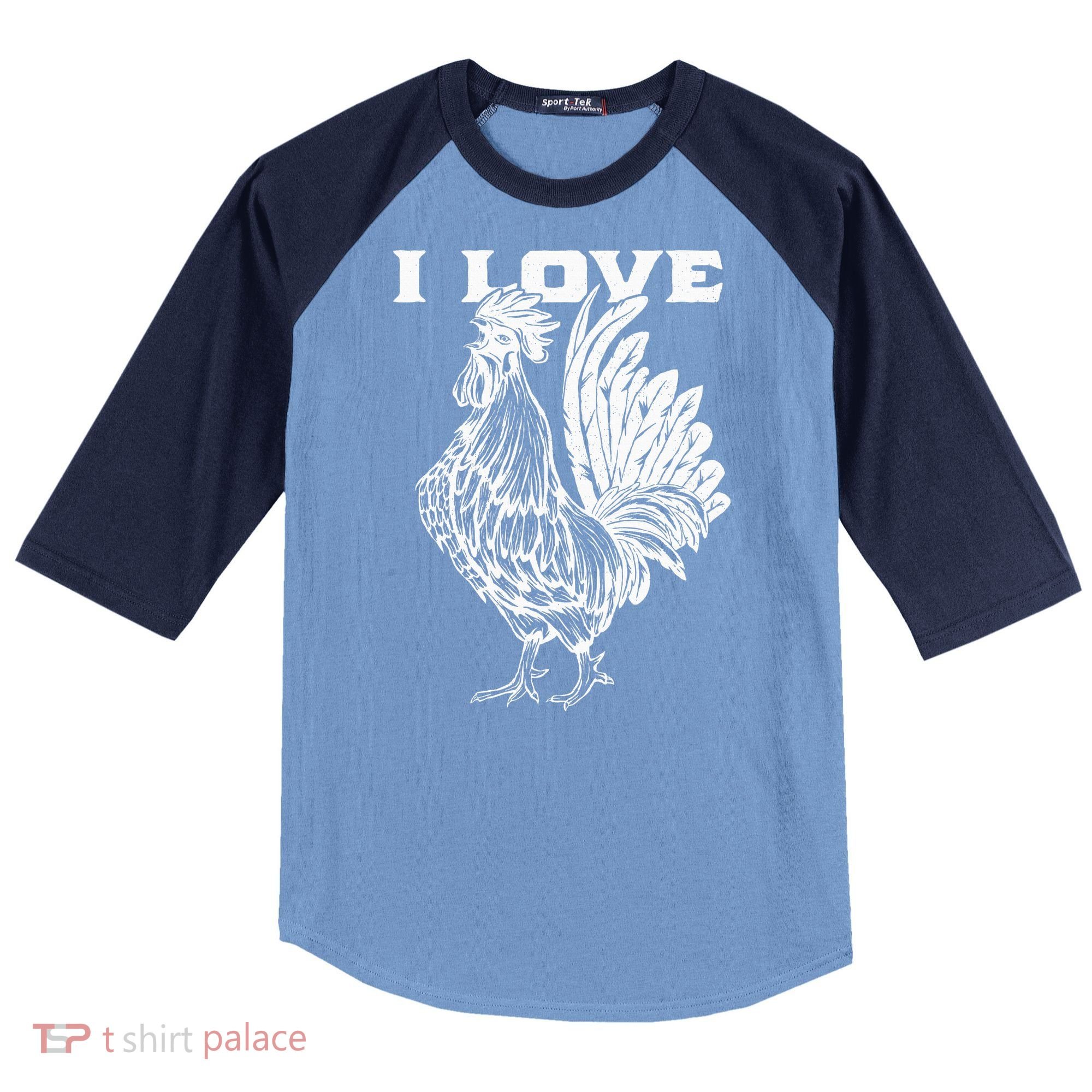 Funny I Love Cock Rooster Lover I Love Roosters Raglan Baseball Sleeve Shirt