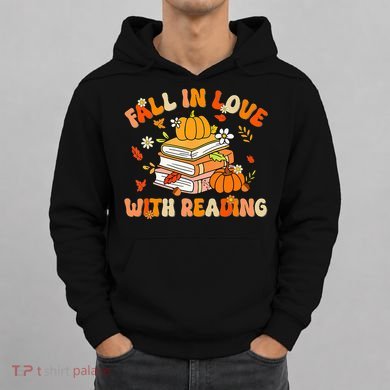 Fall In Love With Reading Book Autumn Pumpkins And Teachers Hoodie
