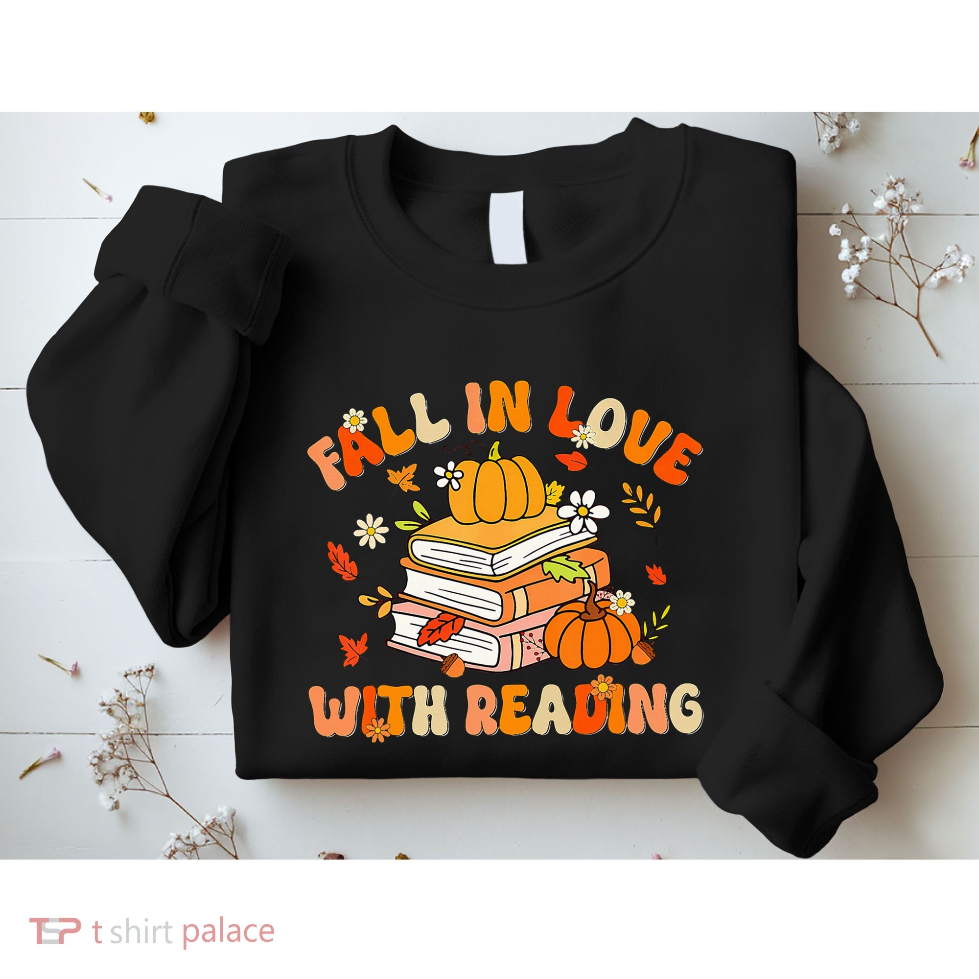 Fall In Love With Reading Book Autumn Pumpkins And Teachers Sweatshirt
