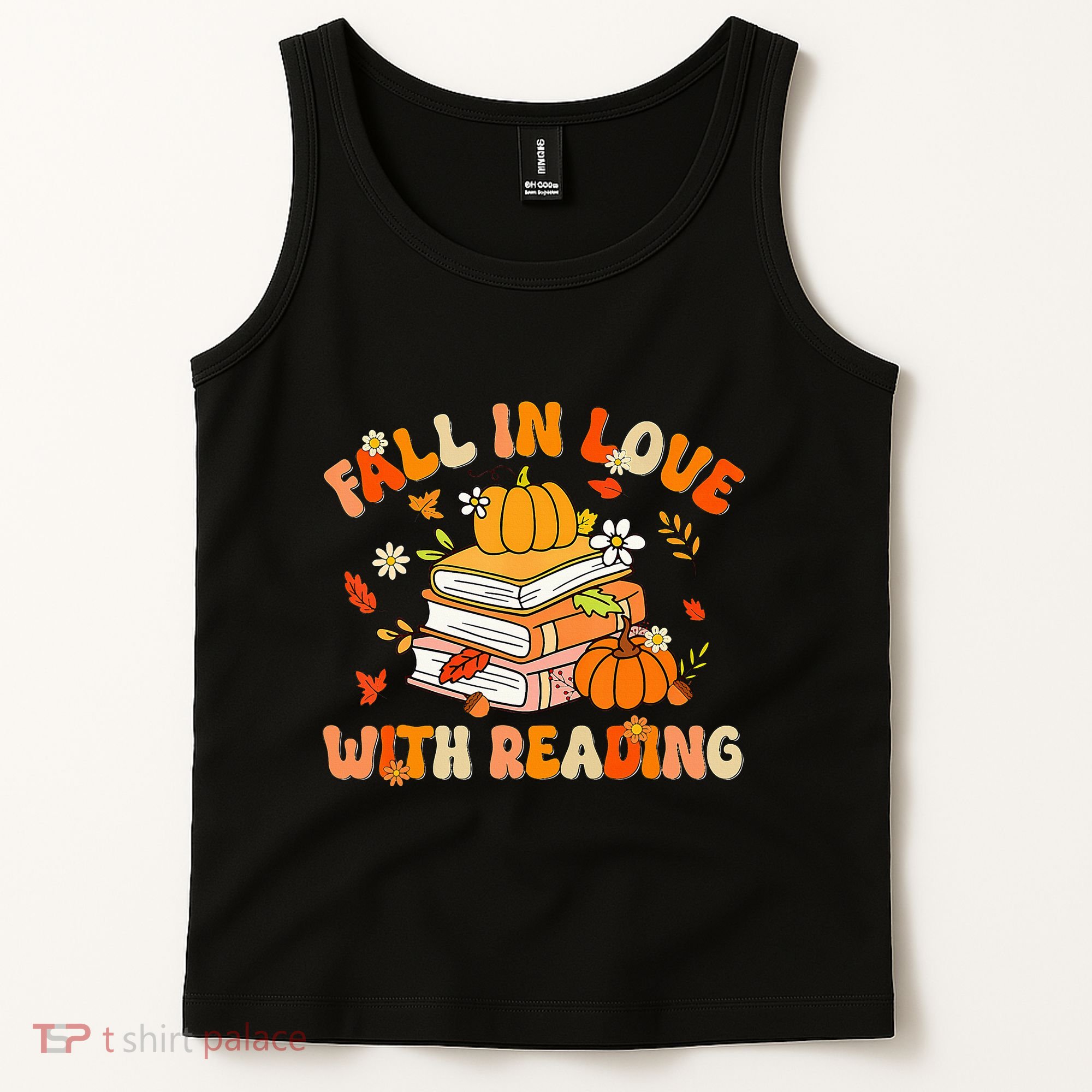Fall In Love With Reading Book Autumn Pumpkins And Teachers Tank Top