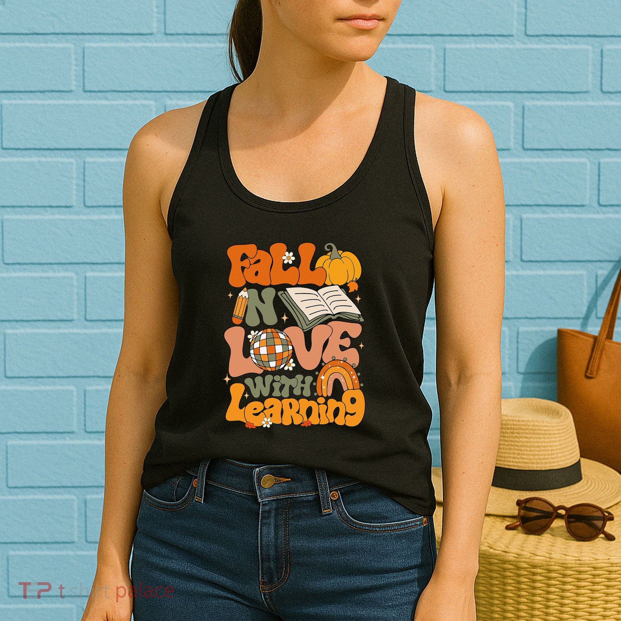 Fall In Love With Learning Autum Thanksgiving Gift Women's Tank Top