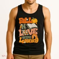 Fall In Love With Learning Autum Thanksgiving Gift Tank Top thumb 3