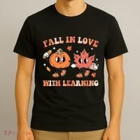 Fall In Love With Learning Autumn Cute T-Shirt thumb 3