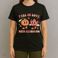 Fall In Love With Learning Autumn Cute T-Shirt thumb 4
