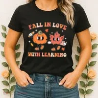 Fall In Love With Learning Autumn Cute Women's T-Shirt thumb 2