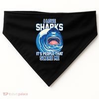 Funny I Love Sharks It's People That Scare Me USA-Made Doggie Bandana thumb 0