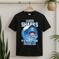 Funny I Love Sharks It's People That Scare Me T-Shirt thumb 2