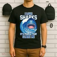 Funny I Love Sharks It's People That Scare Me T-Shirt thumb 6