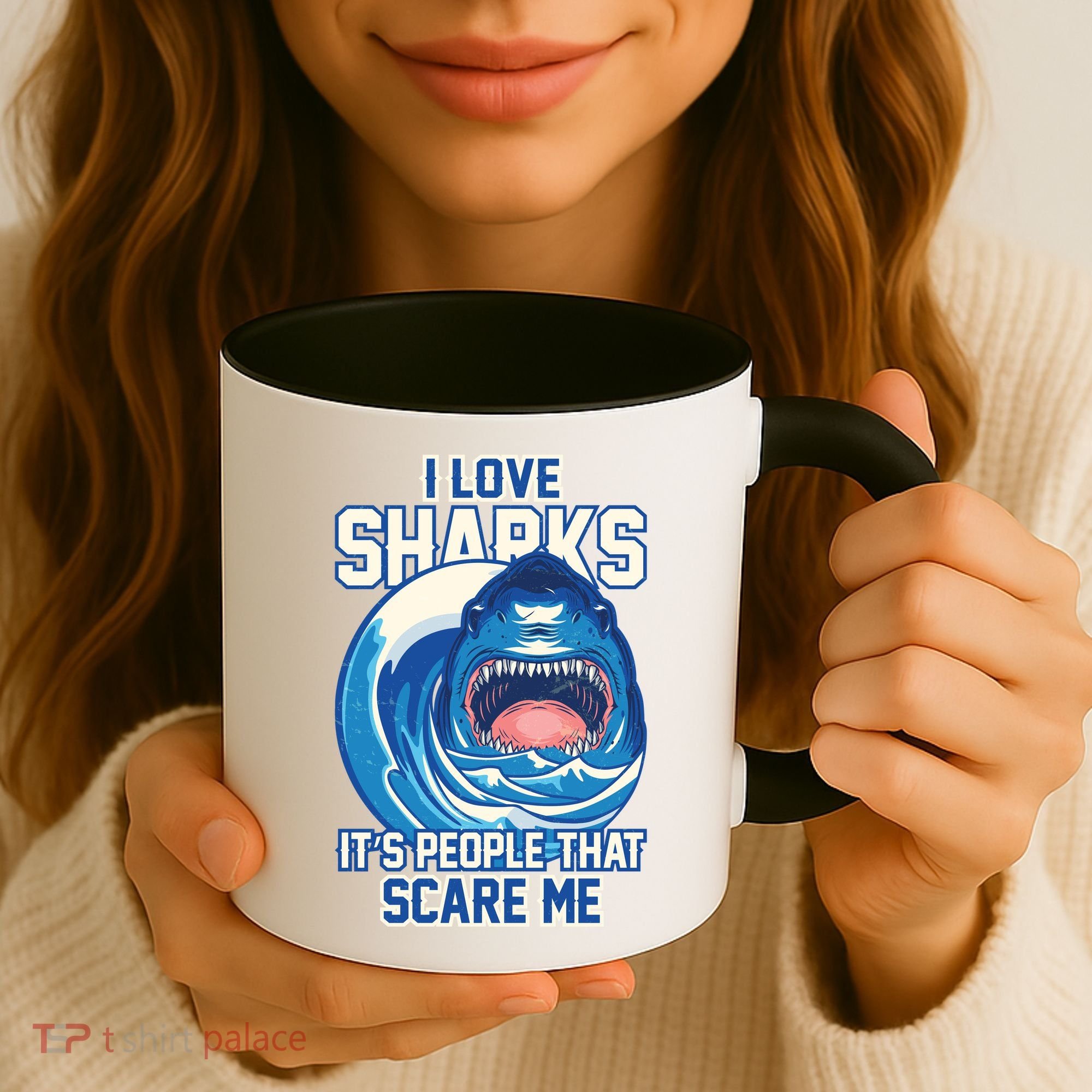 Funny I Love Sharks It's People That Scare Me Coffee Mug