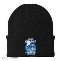 Funny I Love Sharks It's People That Scare Me Beanie thumb 0