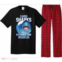 Funny I Love Sharks It's People That Scare Me Pajama Set thumb 0