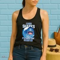Funny I Love Sharks It's People That Scare Me Women's Tank Top thumb 2
