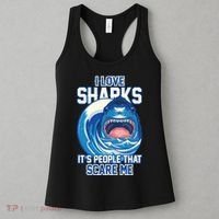 Funny I Love Sharks It's People That Scare Me Women's Tank Top thumb 3