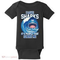 Funny I Love Sharks It's People That Scare Me Baby Bodysuit thumb 0