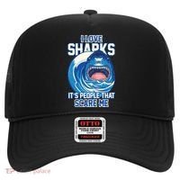 Funny I Love Sharks It's People That Scare Me Hat thumb 0