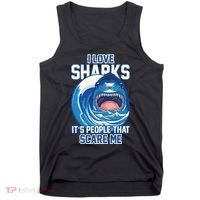 Funny I Love Sharks It's People That Scare Me Tank Top thumb 0