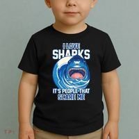Funny I Love Sharks It's People That Scare Me Toddler T-Shirt thumb 2