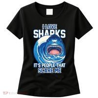 Funny I Love Sharks It's People That Scare Me Women's T-Shirt thumb 0