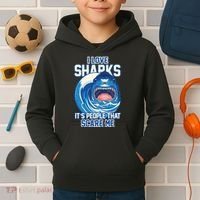 Funny I Love Sharks It's People That Scare Me Kids Hoodie thumb 2