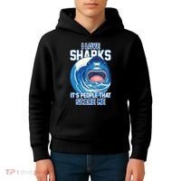 Funny I Love Sharks It's People That Scare Me Kids Hoodie thumb 4