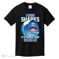 Funny I Love Sharks It's People That Scare Me Kids T-Shirt thumb 0