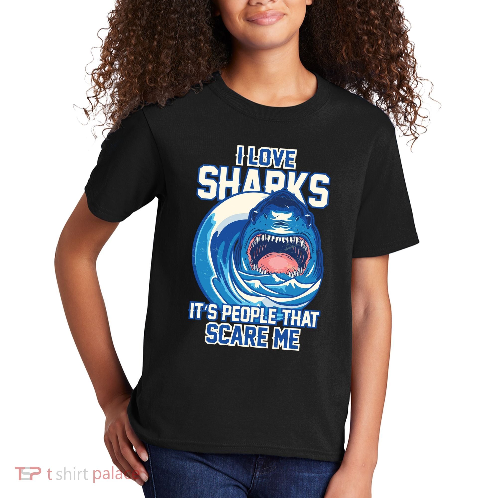 Funny I Love Sharks It's People That Scare Me Kids T-Shirt
