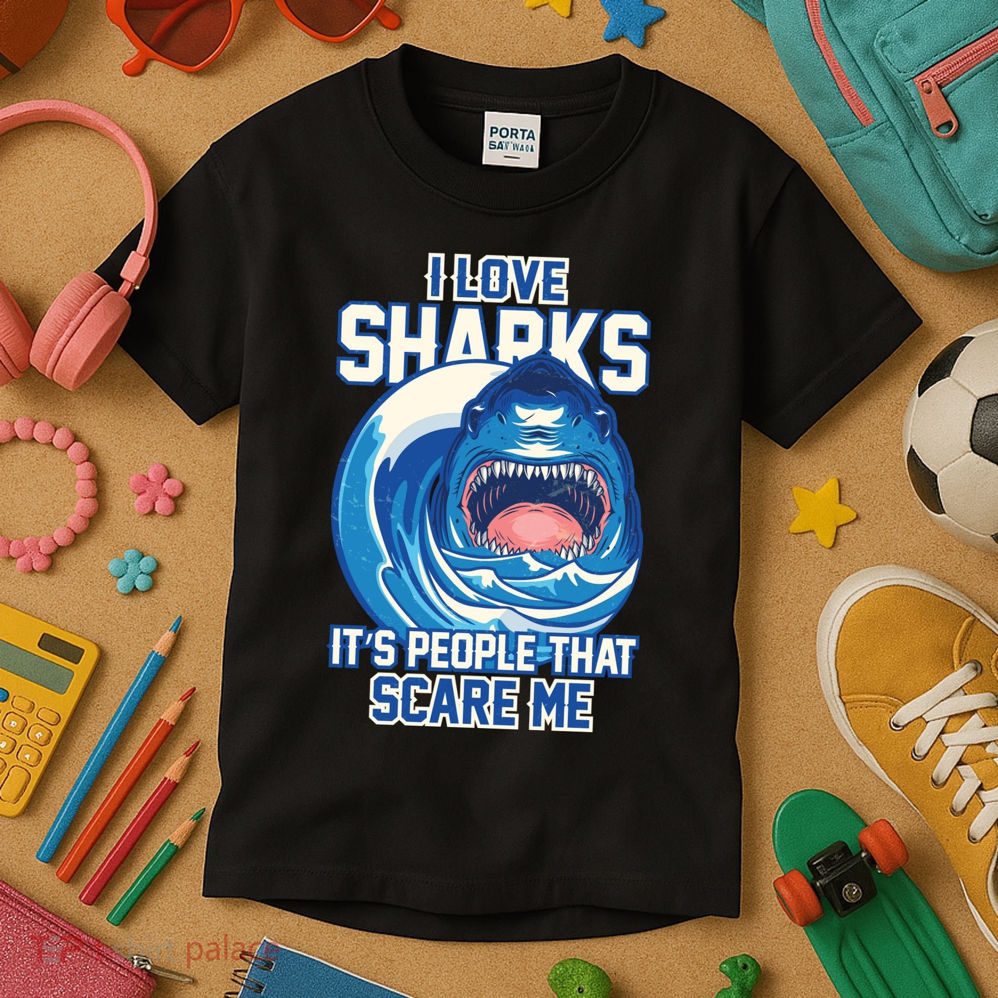 Funny I Love Sharks It's People That Scare Me Kids T-Shirt