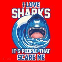 Funny I Love Sharks It's People That Scare Me Santa Hat thumb 1