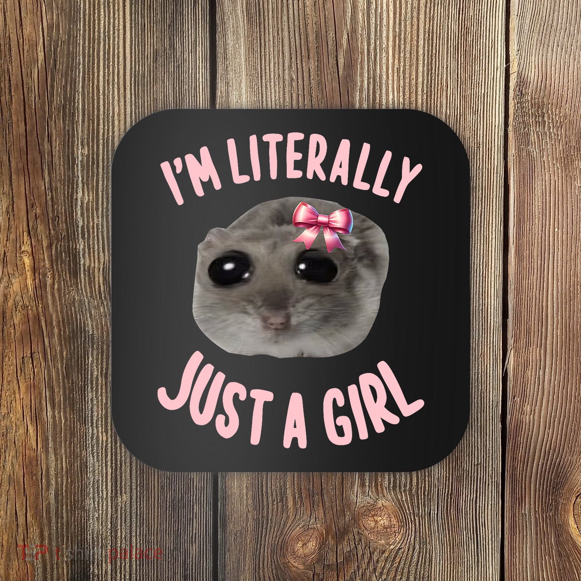 Funny IM Literally Just A Girl Sad Meme Coaster
