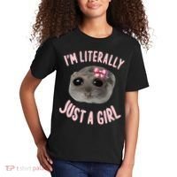 Funny IM Literally Just A Girl Sad Meme Kids T-Shirt thumb 2