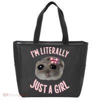 Funny IM Literally Just A Girl Sad Meme Tote Bag thumb 0