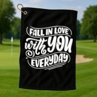 Fall In Love With You Everyday Cute Gift Golf Towel thumb 1