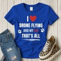 Funny I Love Drone Flying And My Cat Cats Lover Quadcopter Gift Women's T-Shirt thumb 3
