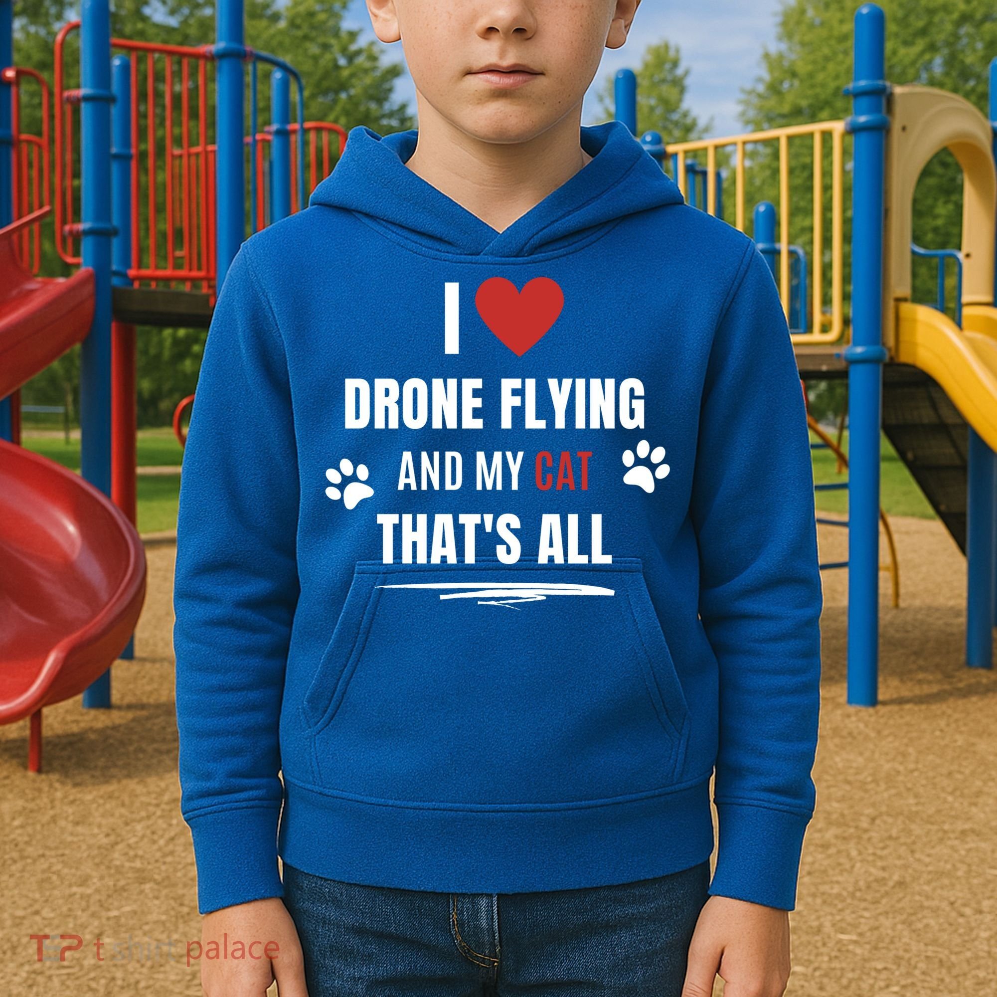 Funny I Love Drone Flying And My Cat Cats Lover Quadcopter Gift Kids Hoodie
