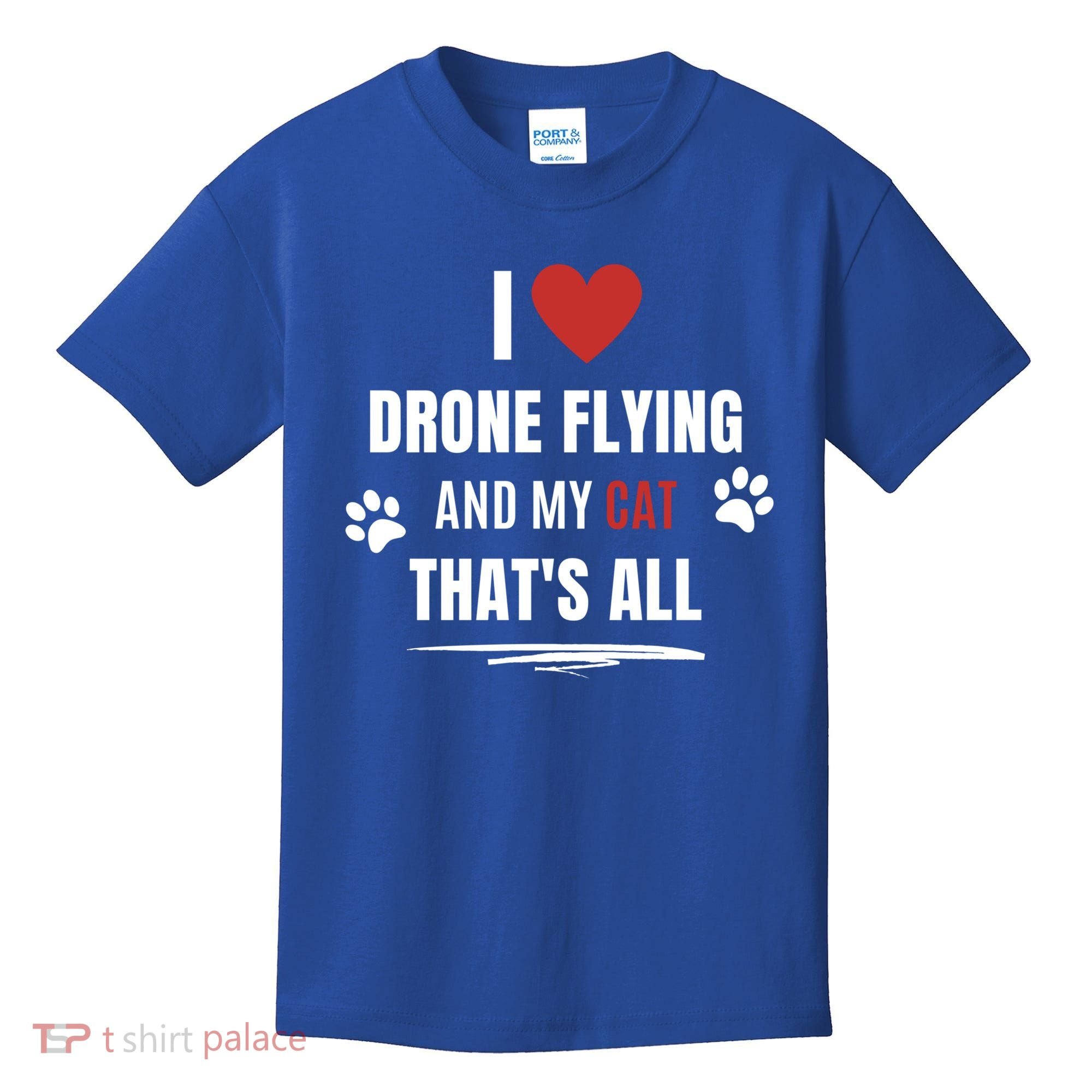 Funny I Love Drone Flying And My Cat Cats Lover Quadcopter Gift Kids T-Shirt