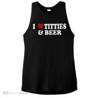 Funny I Love Tittes And Beer Ladies PosiCharge Tri-Blend Wicking Tank thumb 0